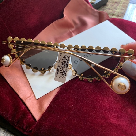 🔥SALE🔥Auth.GUCCI 53 cat "HOLLYWOOD COLLECTION " metal/pearls sunglasse - Picture 4 of 13